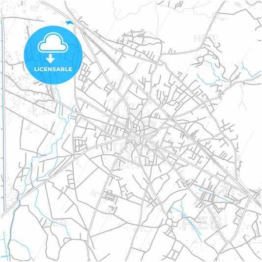 Erciş, Van, Turkey, city map with high quality roads.