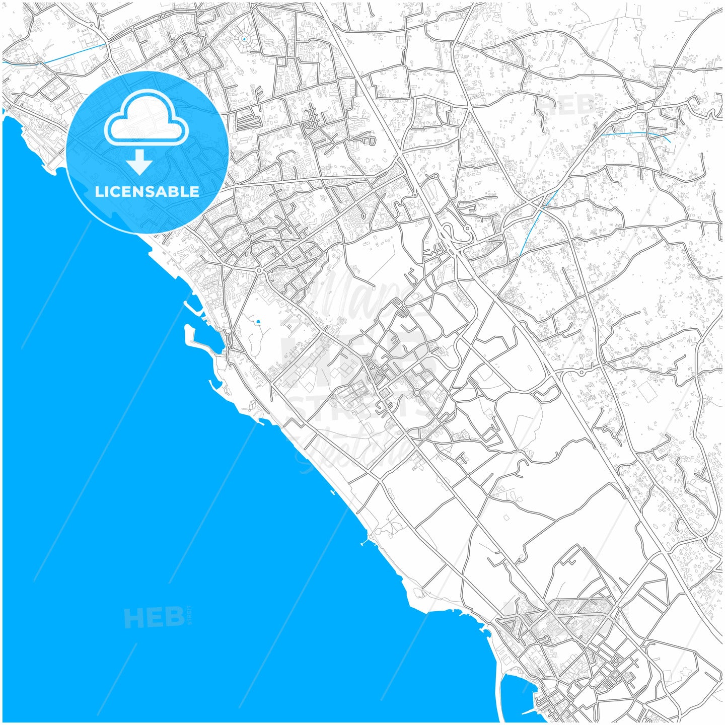 Ercolano, Campania, Italy, city map with high quality roads.