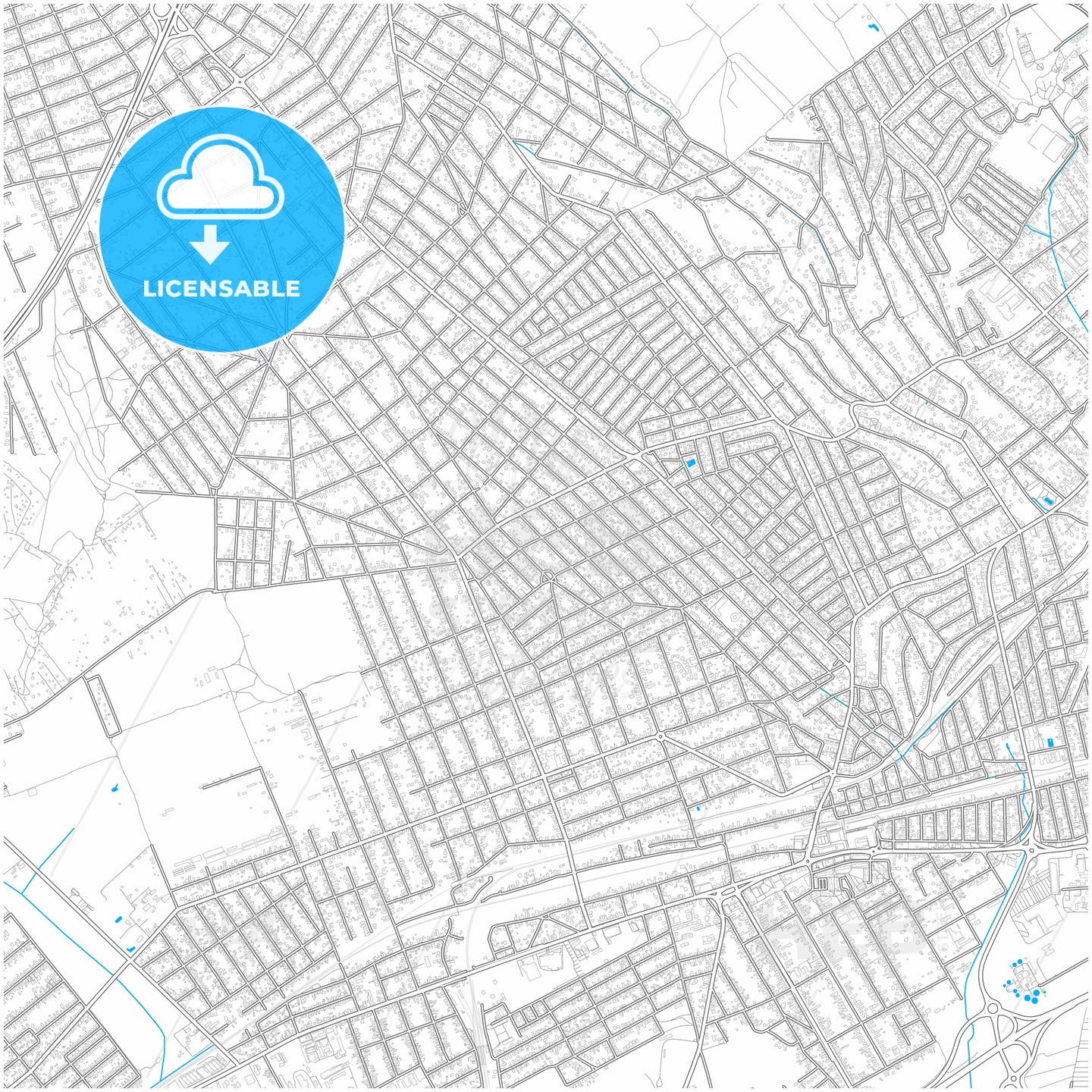 Érd, Pest, Hungary, city map with high quality roads.