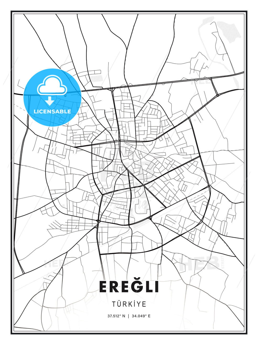 Ereğli, Turkey, Modern Print Template in Various Formats - HEBSTREITS Sketches
