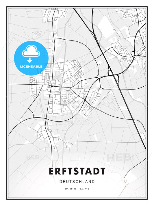 Erftstadt, Germany, Modern Print Template in Various Formats - HEBSTREITS Sketches