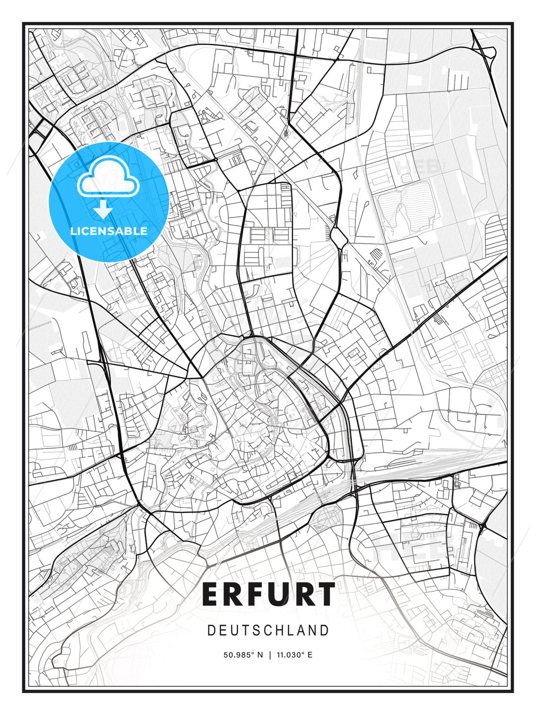 Erfurt, Germany, Modern Print Template in Various Formats - HEBSTREITS Sketches