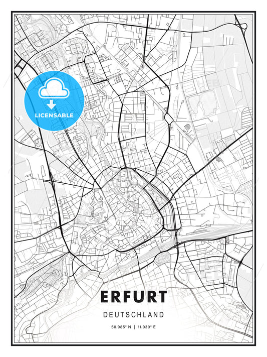 Erfurt, Germany, Modern Print Template in Various Formats - HEBSTREITS Sketches