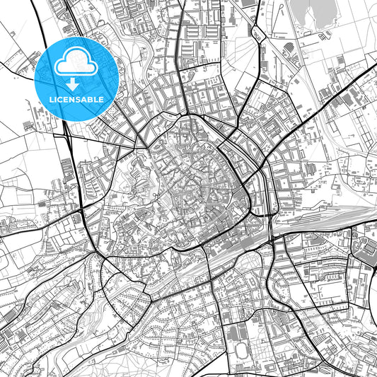 Erfurt, Germany, vector map with buildings