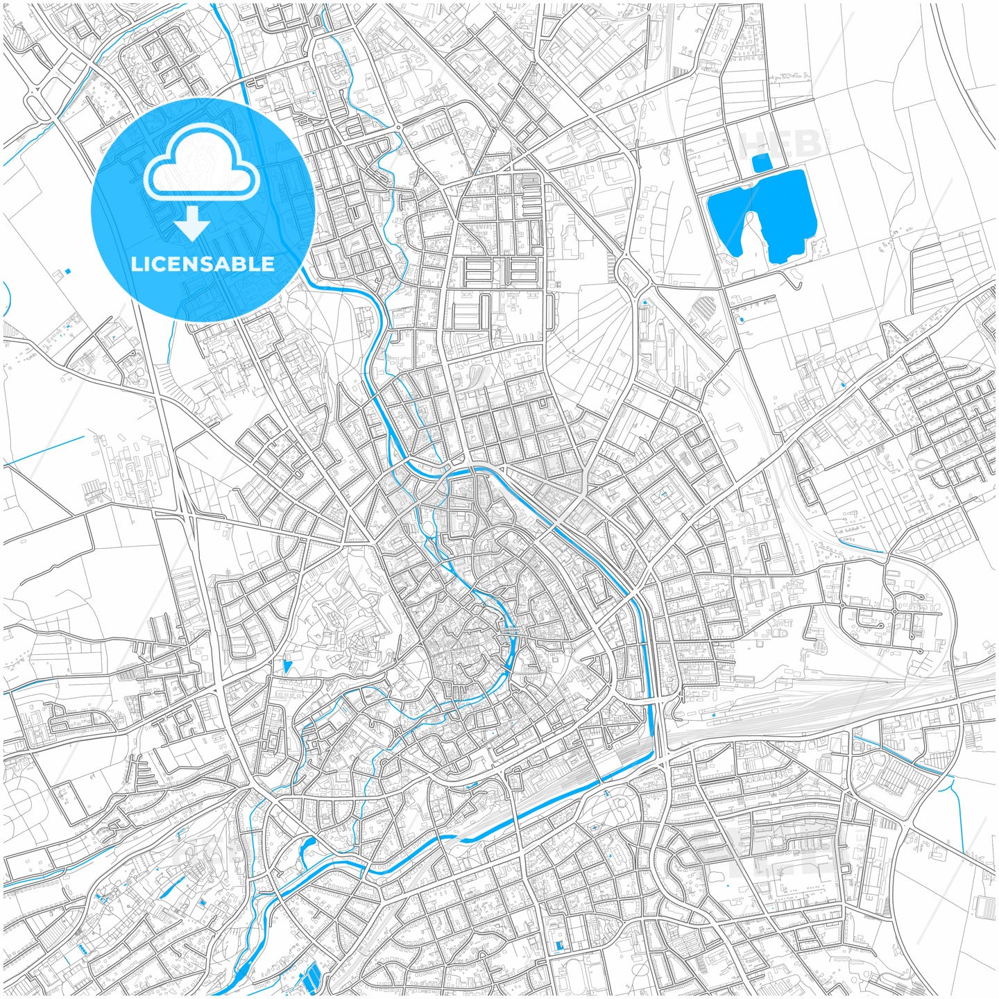 Erfurt, Thuringia, Germany, city map with high quality roads.