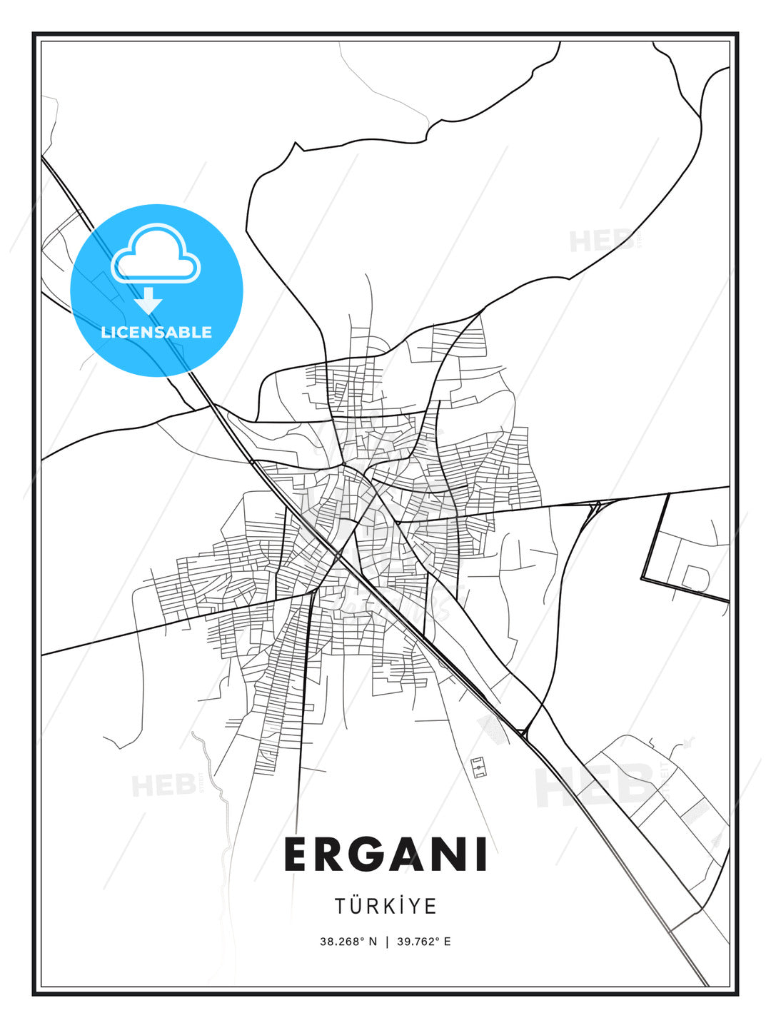 Ergani, Turkey, Modern Print Template in Various Formats - HEBSTREITS Sketches