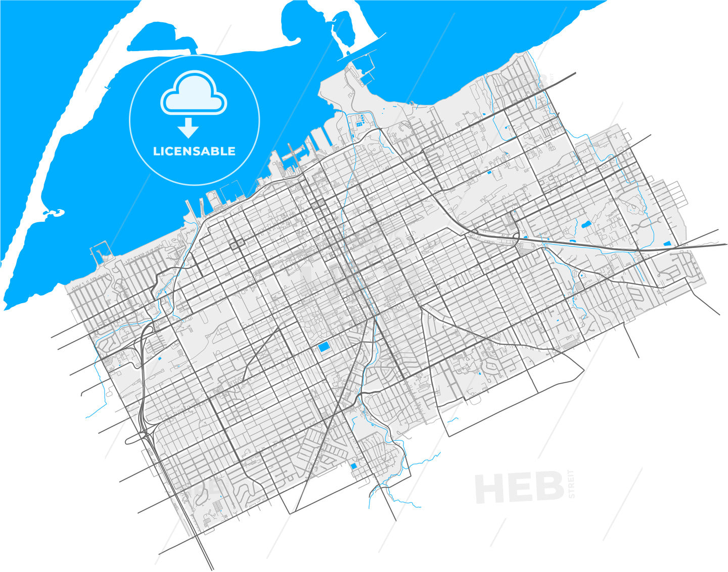 Erie, Pennsylvania, United States, high quality vector map