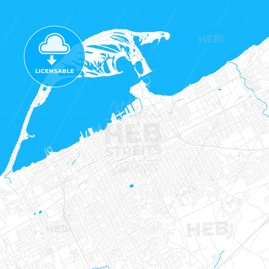 Erie, Pennsylvania, United States, PDF vector map with water in focus