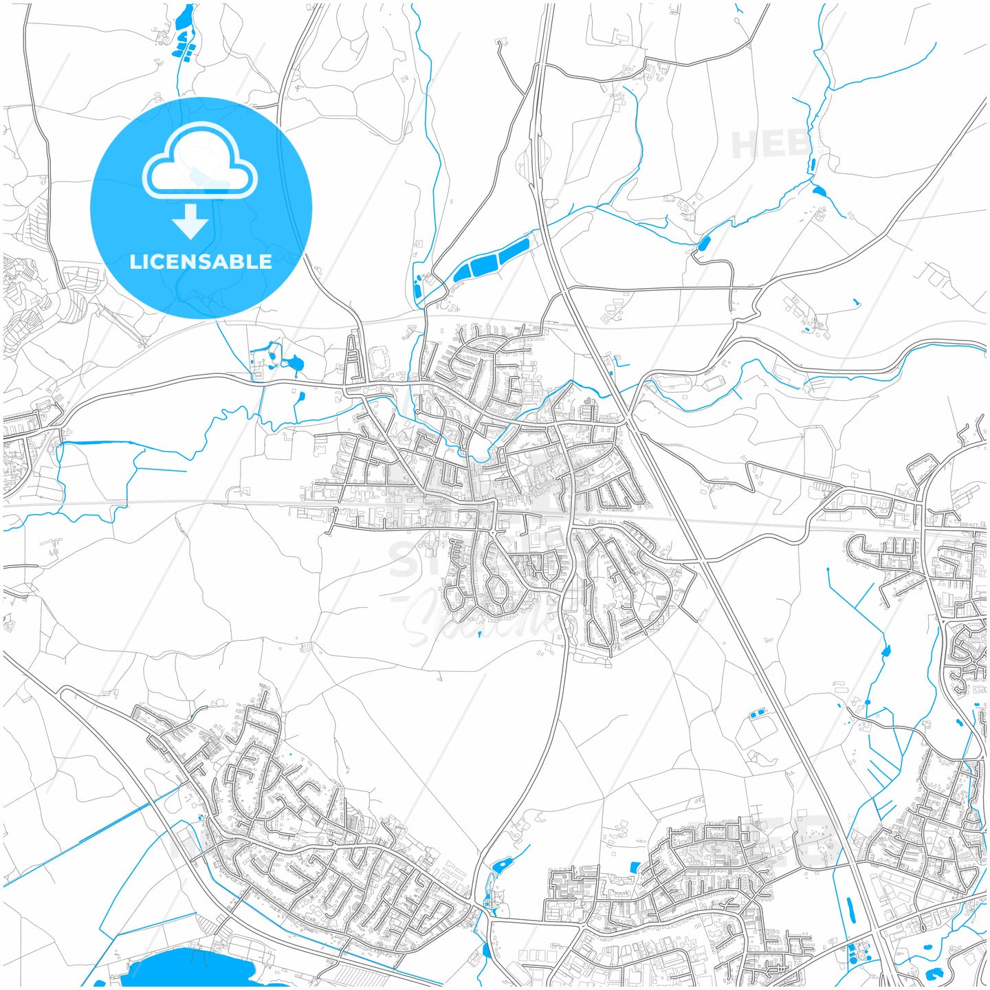 Erkrath, North Rhine-Westphalia, Germany, city map with high quality roads.