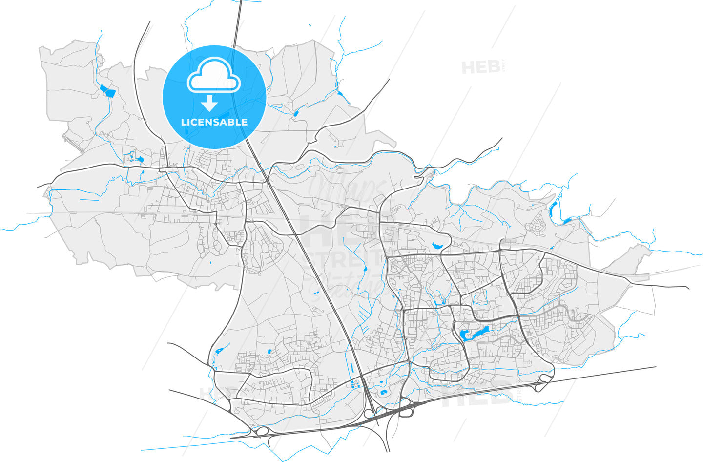 Erkrath, North Rhine-Westphalia, Germany, high quality vector map