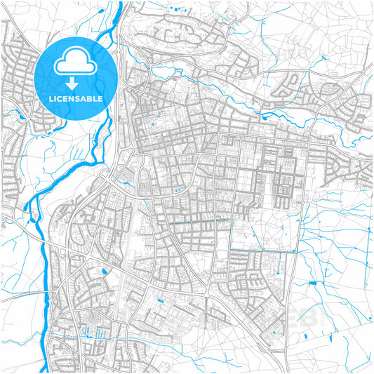 Erlangen, Bavaria, Germany, city map with high quality roads.