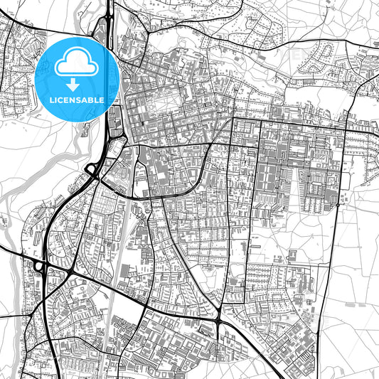 Erlangen, Germany, vector map with buildings