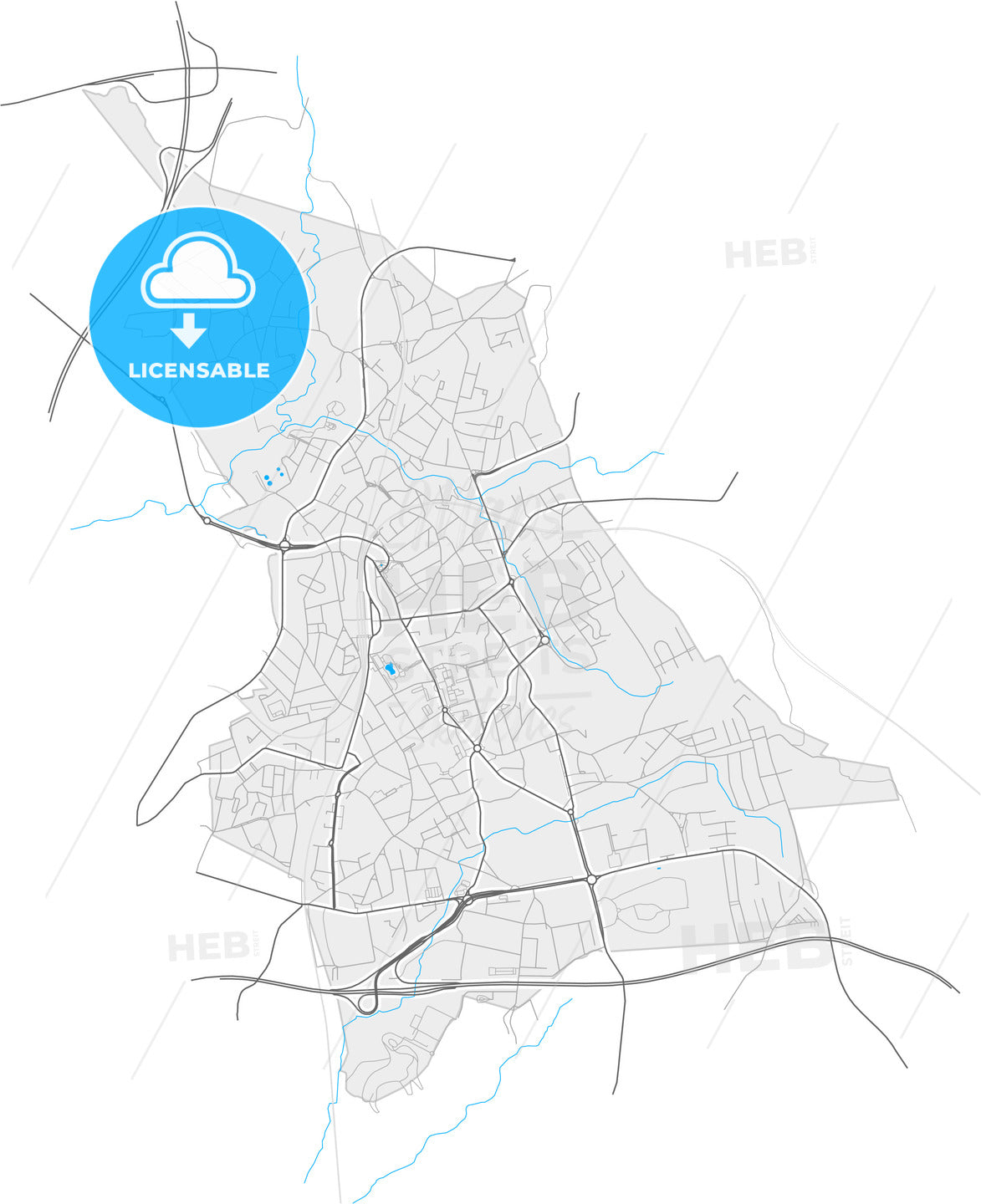 Ermesinde, Porto, Portugal, high quality vector map