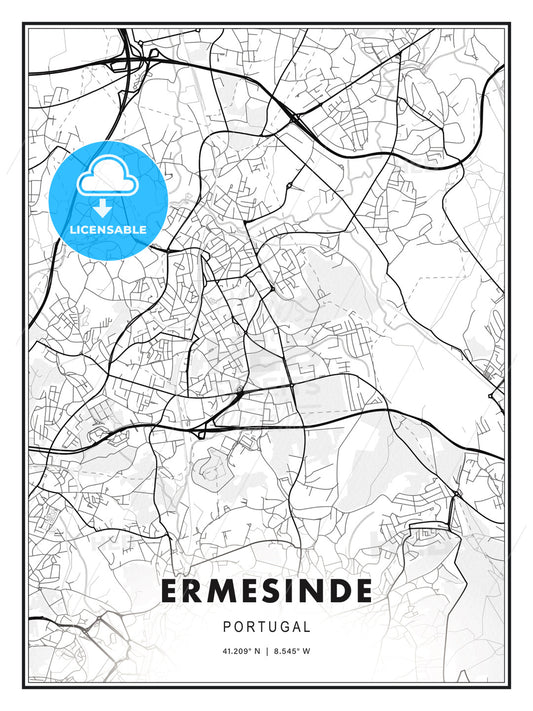Ermesinde, Portugal, Modern Print Template in Various Formats - HEBSTREITS Sketches