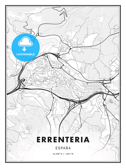 Errenteria, Spain, Modern Print Template in Various Formats - HEBSTREITS Sketches