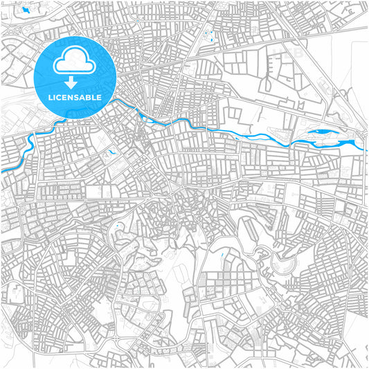 Eskişehir, Eskişehir, Turkey, city map with high quality roads.