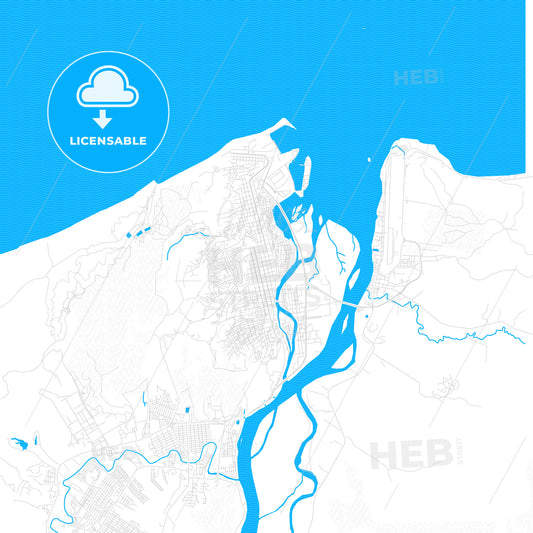 Esmeraldas, Ecuador PDF vector map with water in focus