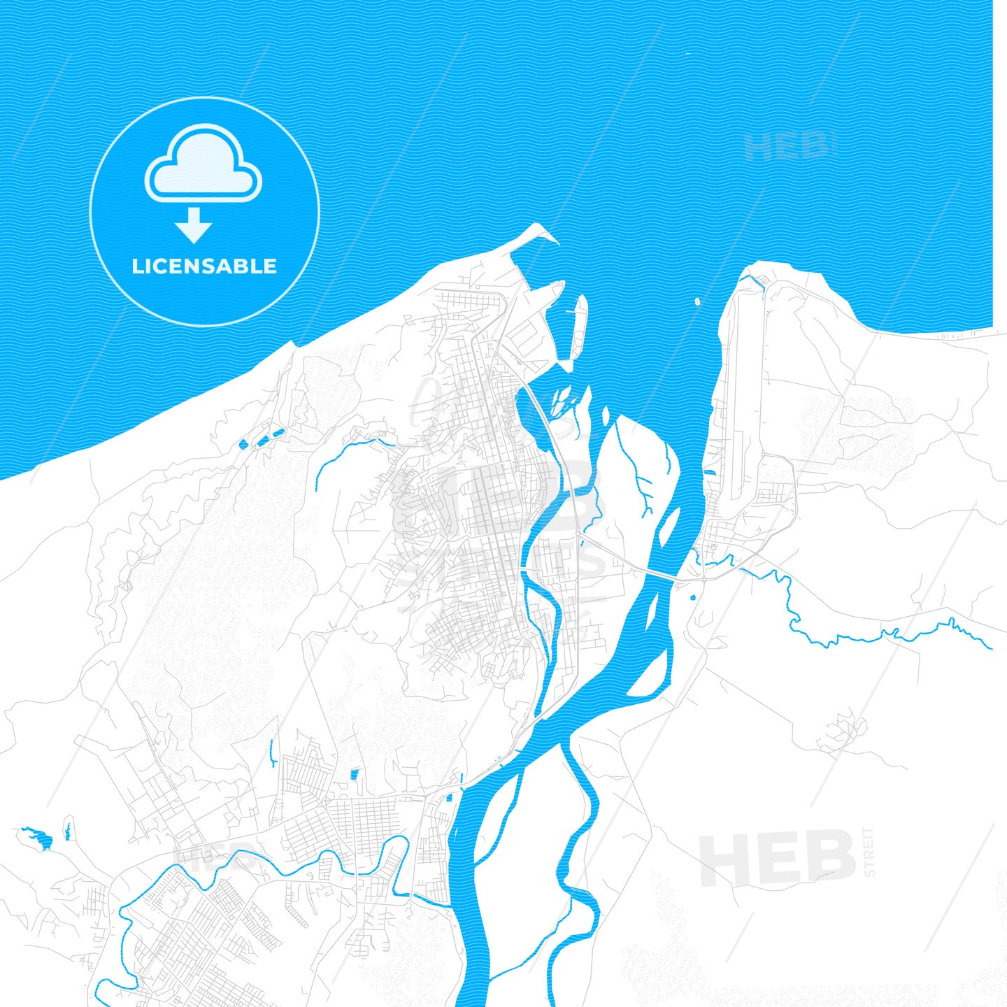 Esmeraldas, Ecuador PDF vector map with water in focus