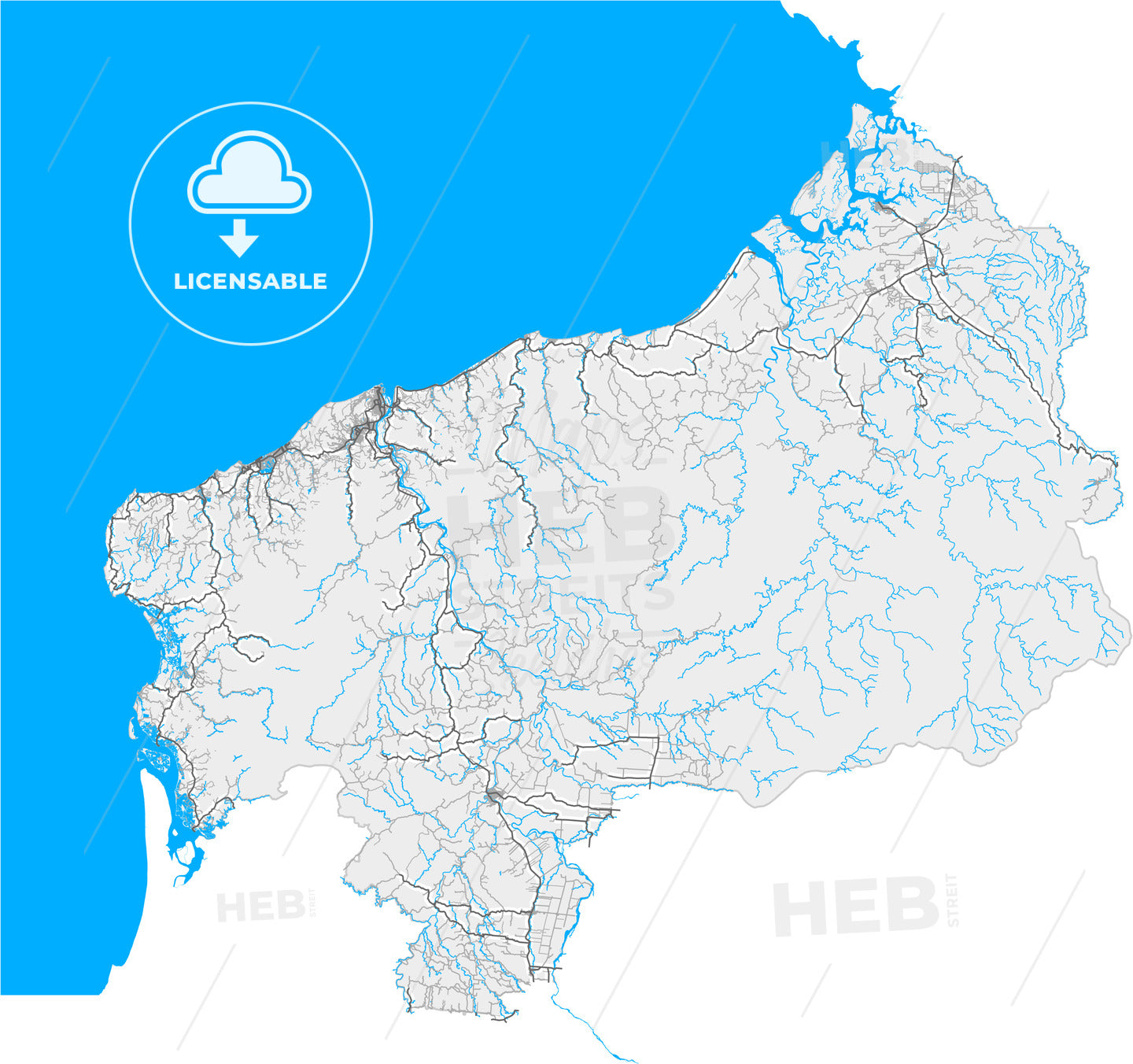Esmeraldas, Ecuador, high quality vector map