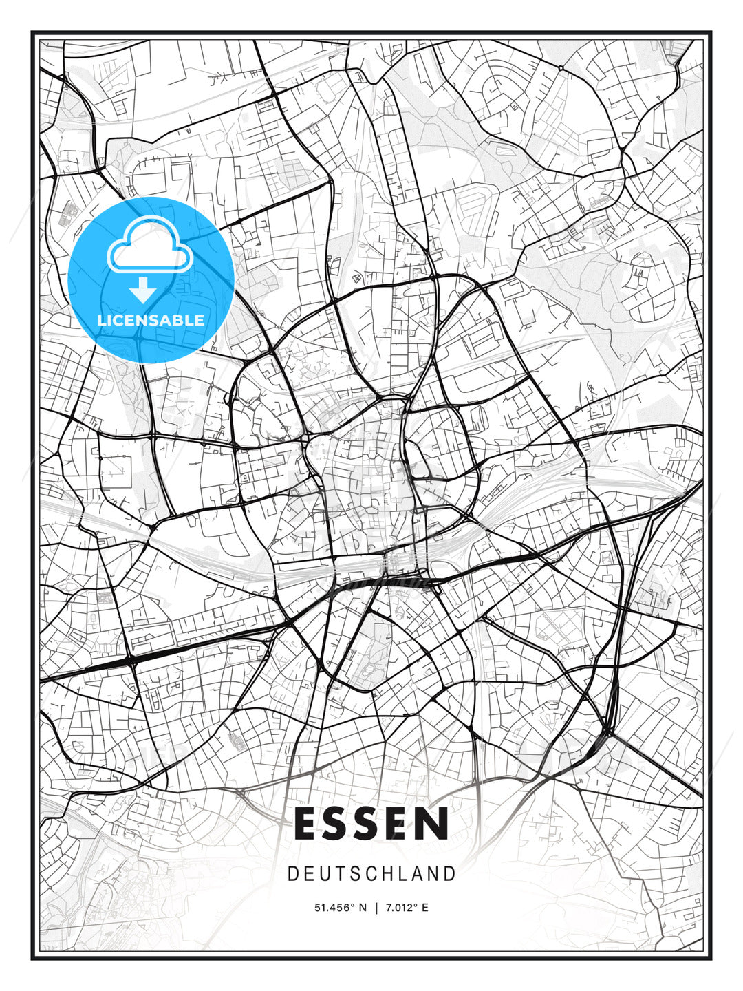 Essen, Germany, Modern Print Template in Various Formats - HEBSTREITS Sketches