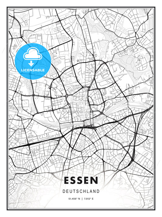 Essen, Germany, Modern Print Template in Various Formats - HEBSTREITS Sketches