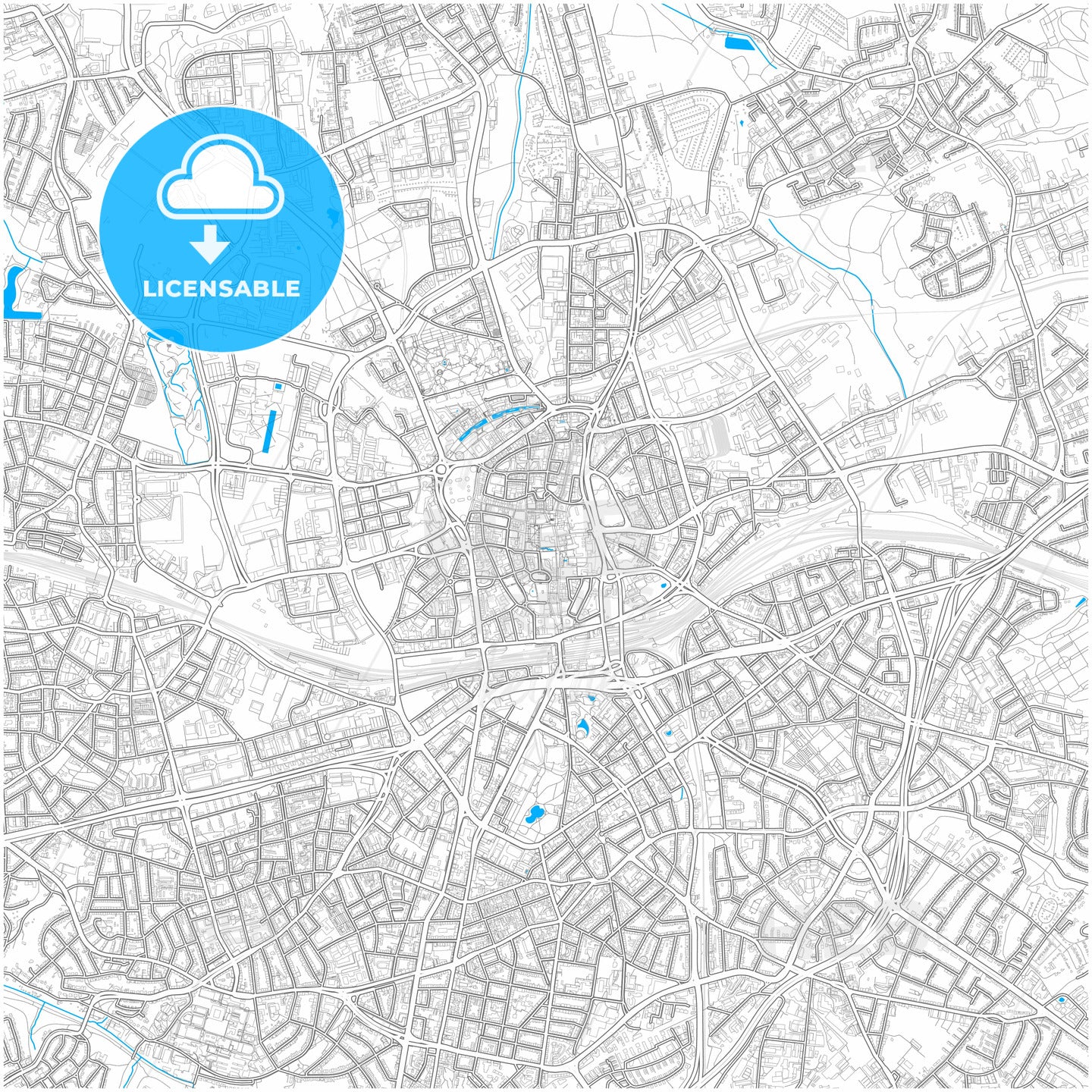 Essen, North Rhine-Westphalia, Germany, city map with high quality roads.