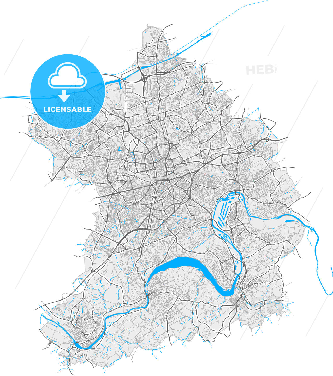 Essen, North Rhine-Westphalia, Germany, high quality vector map