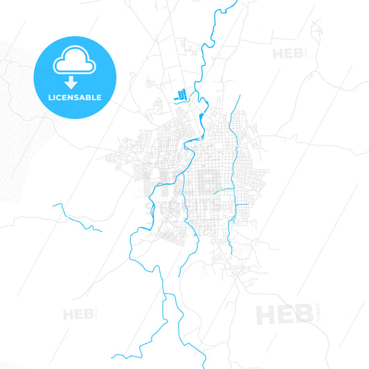 Esteli, Nicaragua PDF vector map with water in focus