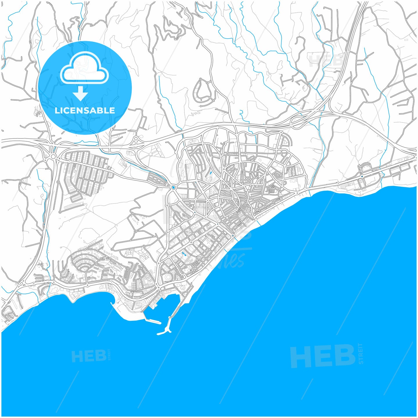 Estepona, Málaga, Spain, city map with high quality roads.