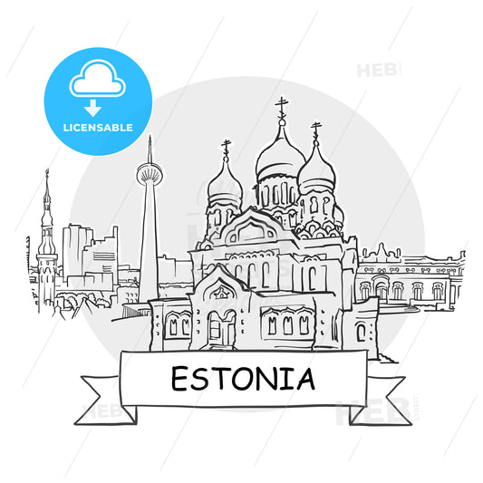 Estonia hand-drawn urban vector sign – instant download