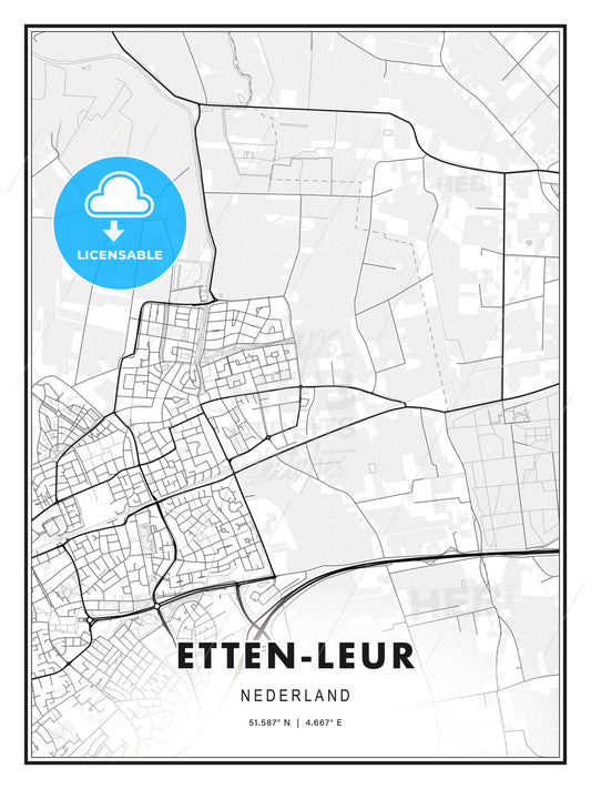 Etten-Leur, Netherlands, Modern Print Template in Various Formats - HEBSTREITS Sketches