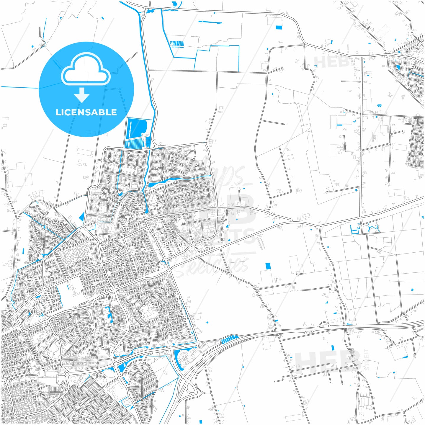 Etten-Leur, North Brabant, Netherlands, city map with high quality roads.