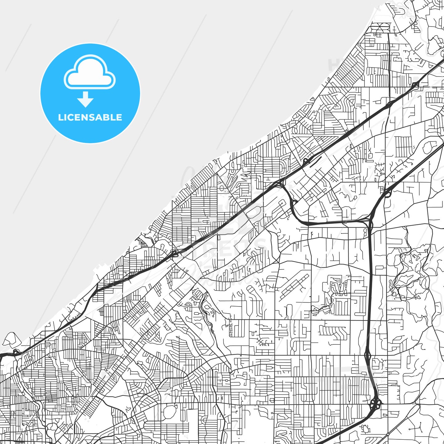 Euclid, Ohio - Area Map - Light