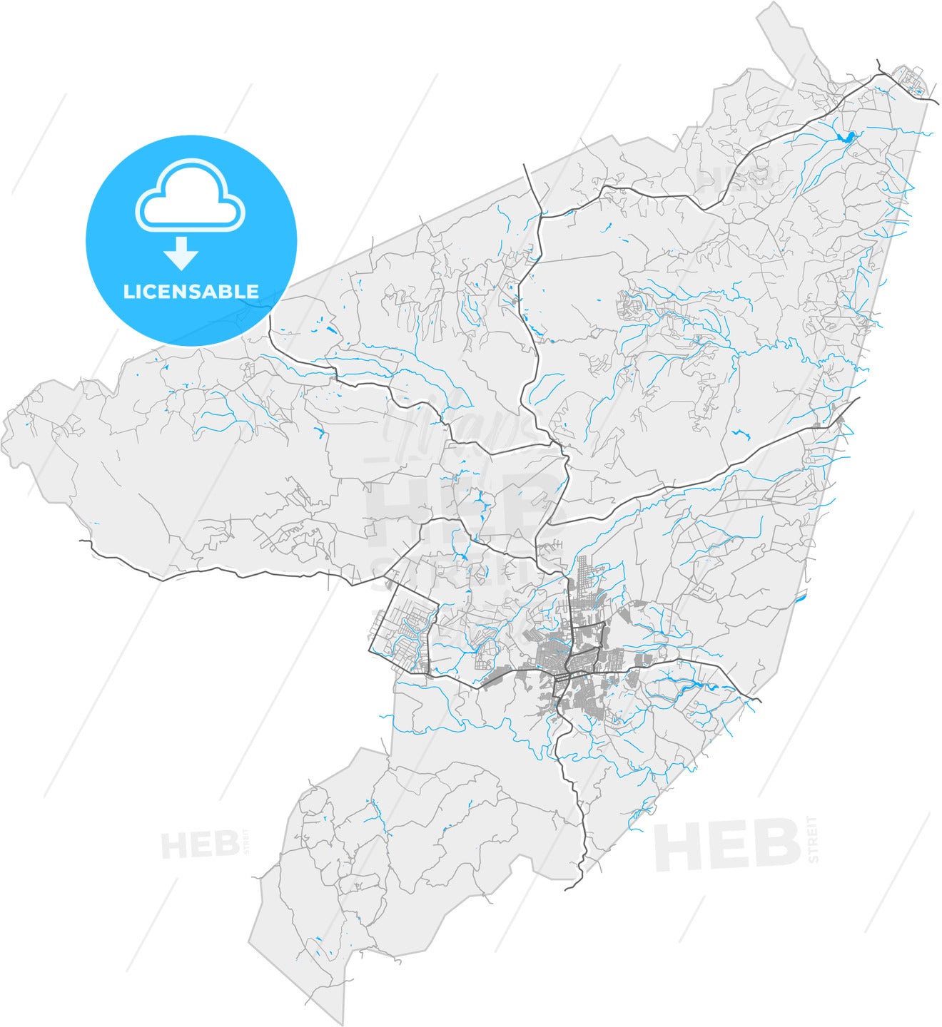 Eunapolis, Brazil, high quality vector map