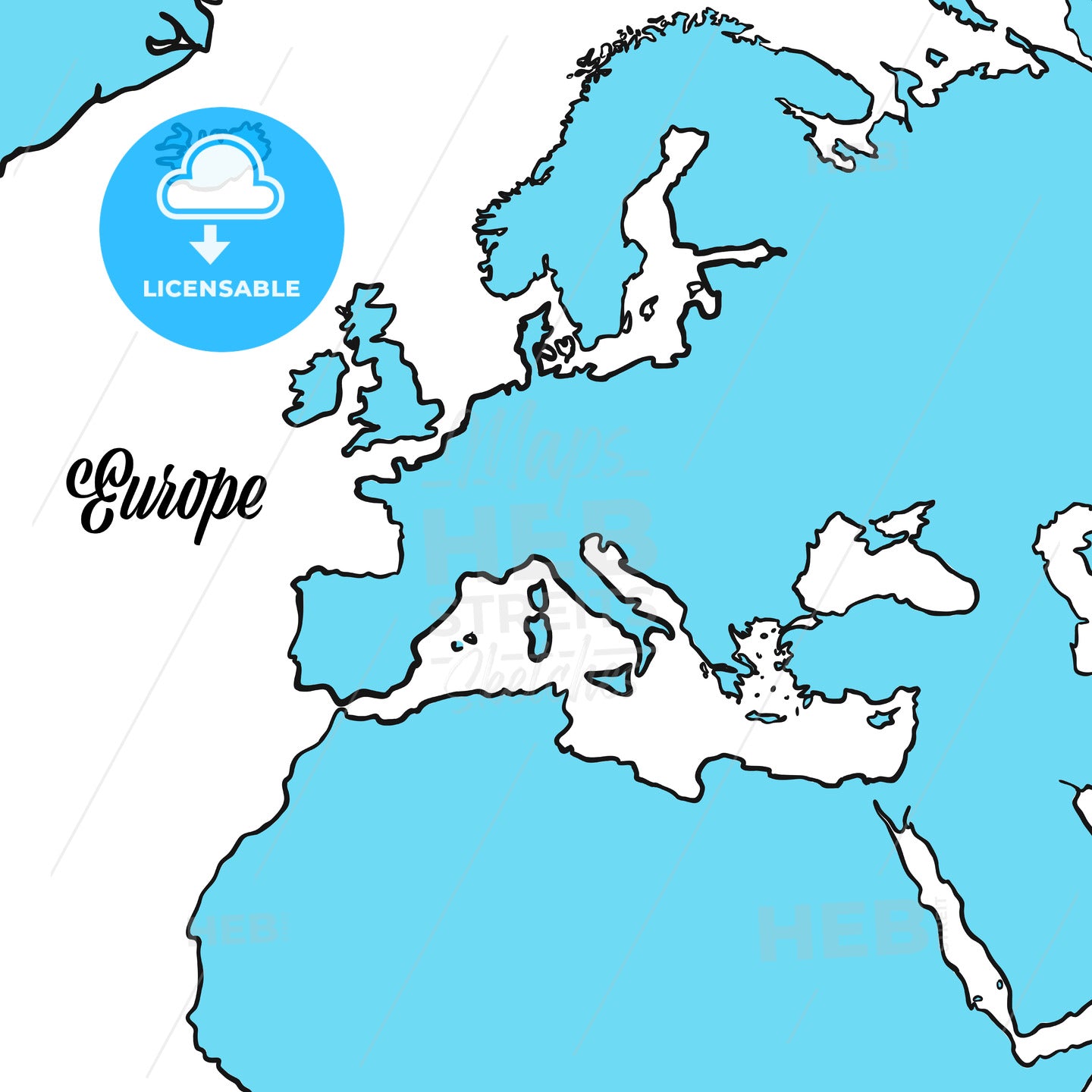 Europe Map Outline Design – instant download