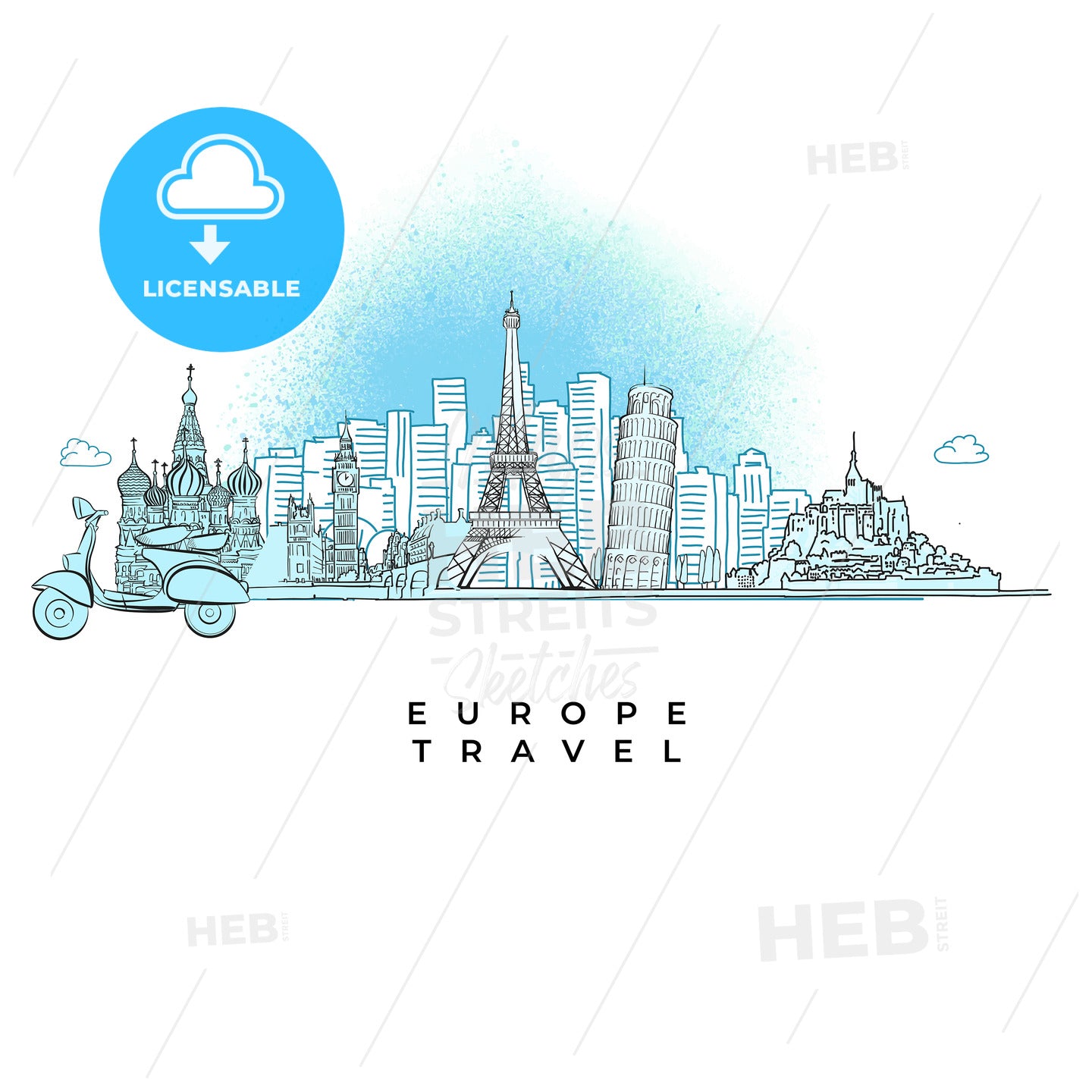 Europe Travel concept City skyline – instant download