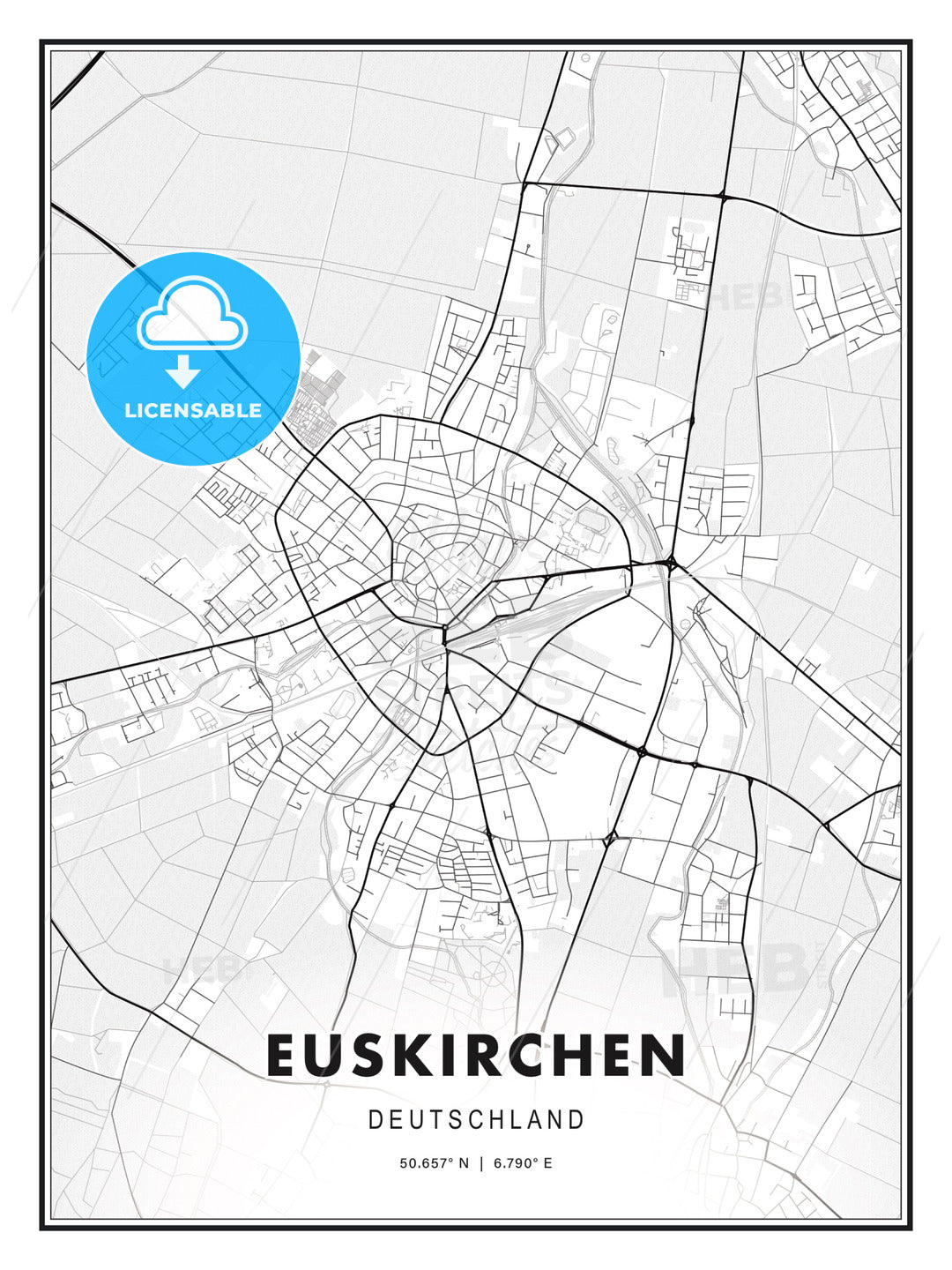 Euskirchen, Germany, Modern Print Template in Various Formats - HEBSTREITS Sketches