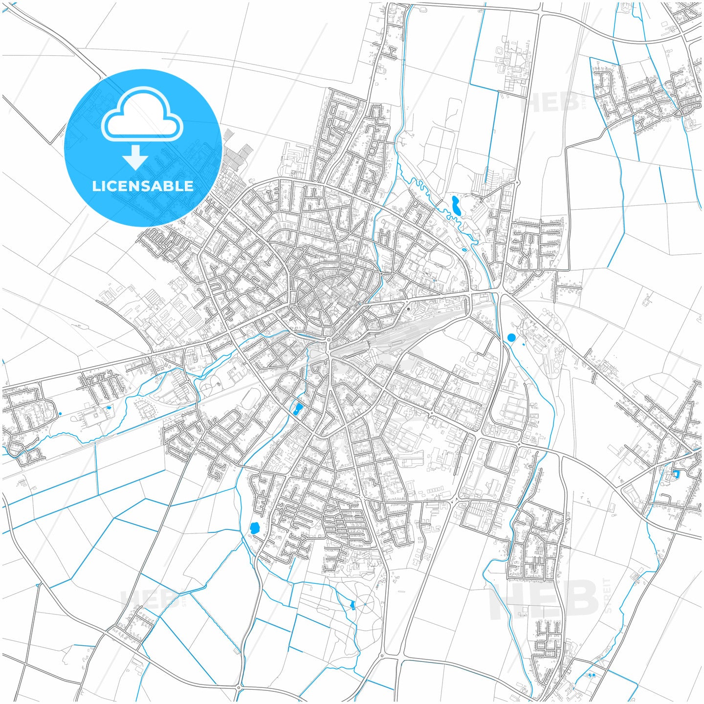 Euskirchen, North Rhine-Westphalia, Germany, city map with high quality roads.