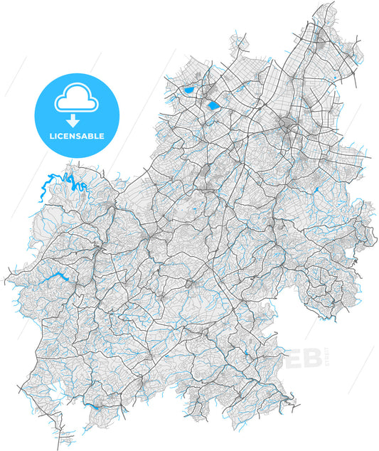 Euskirchen, North Rhine-Westphalia, Germany, high quality vector map