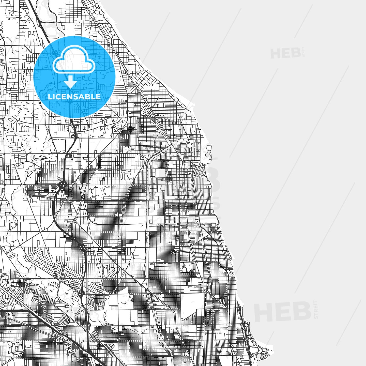 Evanston, Illinois - Area Map - Light