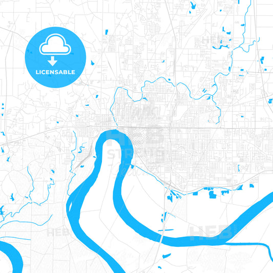 Evansville, Indiana, United States, PDF vector map with water in focus