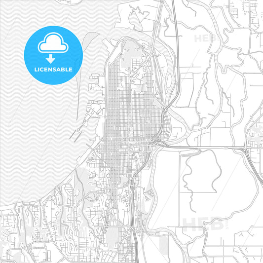 Everett, Washington, USA, bright outlined vector map