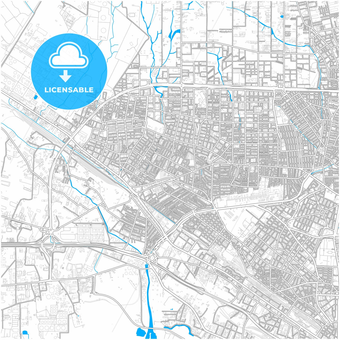 Evosmos, Central Macedonia, Greece, city map with high quality roads.