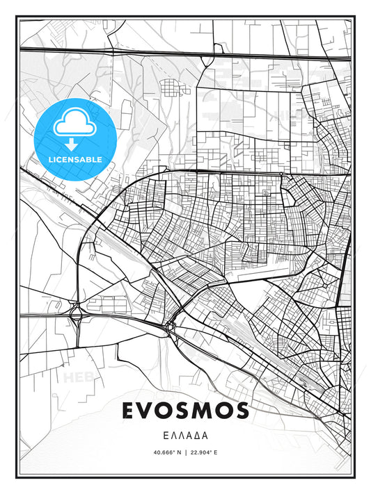 Evosmos, Greece, Modern Print Template in Various Formats - HEBSTREITS Sketches