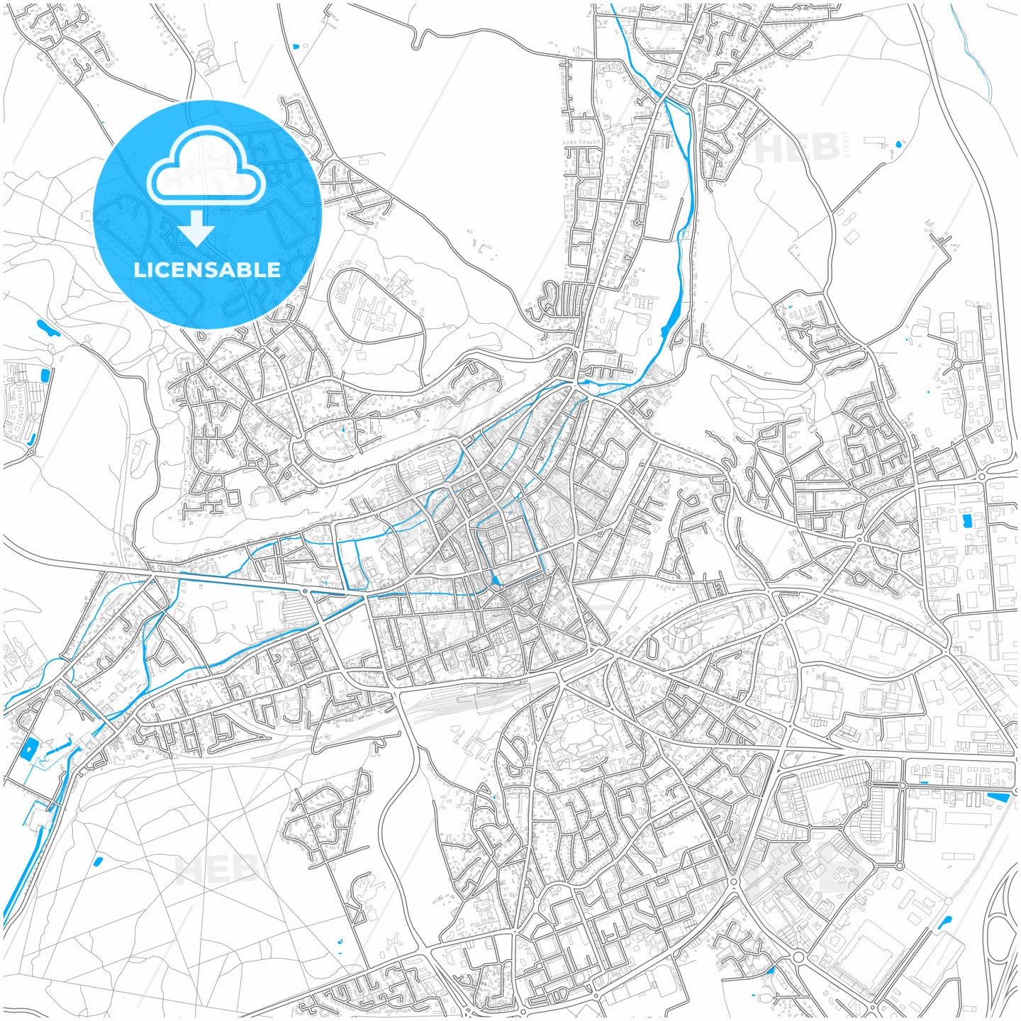 Évreux, Eure, France, city map with high quality roads.