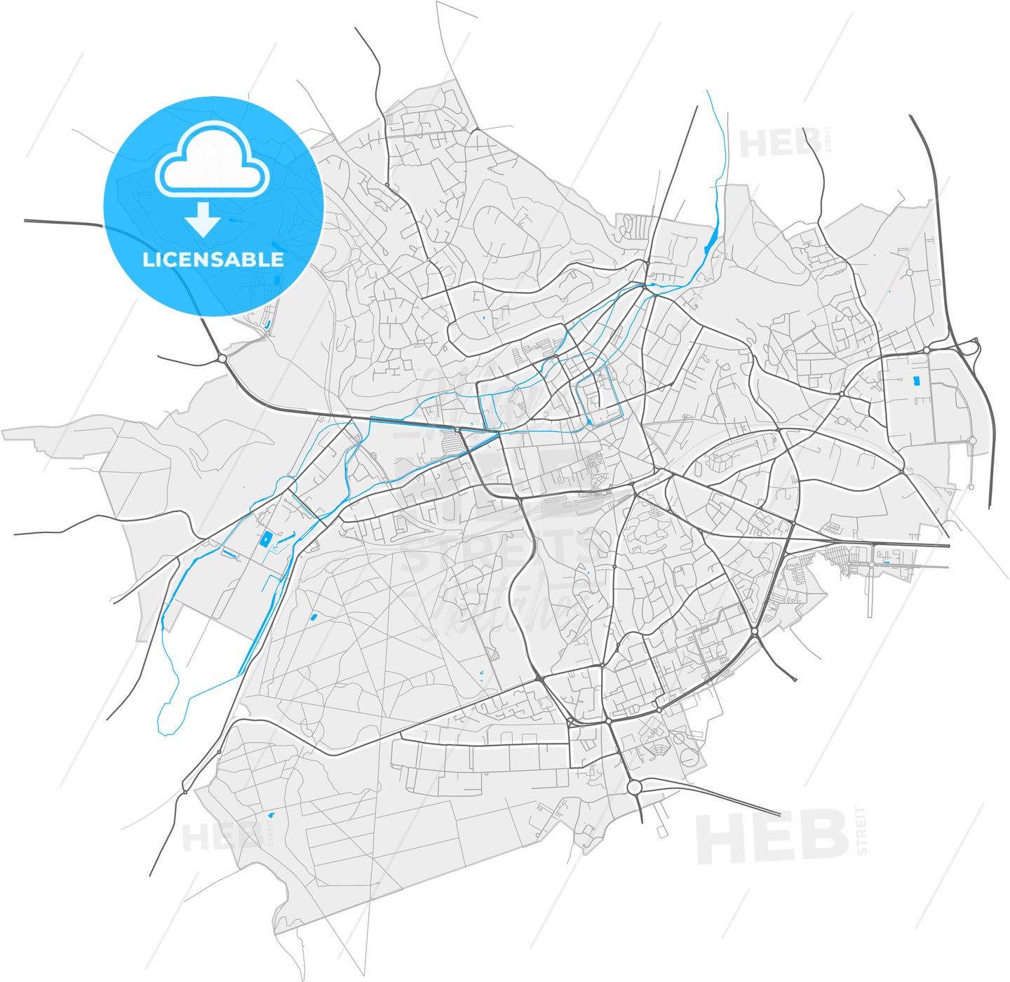 Évreux, Eure, France, high quality vector map