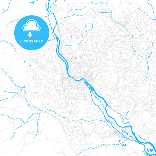 Exeter, England PDF vector map with water in focus