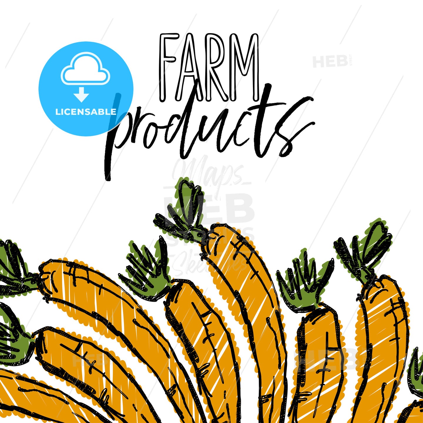 FARM products lettering and Carrots advertising template – instant download