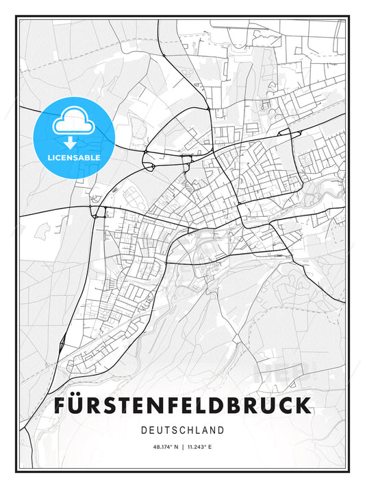 FÜRSTENFELDBRUCK / Furstenfeldbruck, Germany, Modern Print Template in Various Formats - HEBSTREITS Sketches