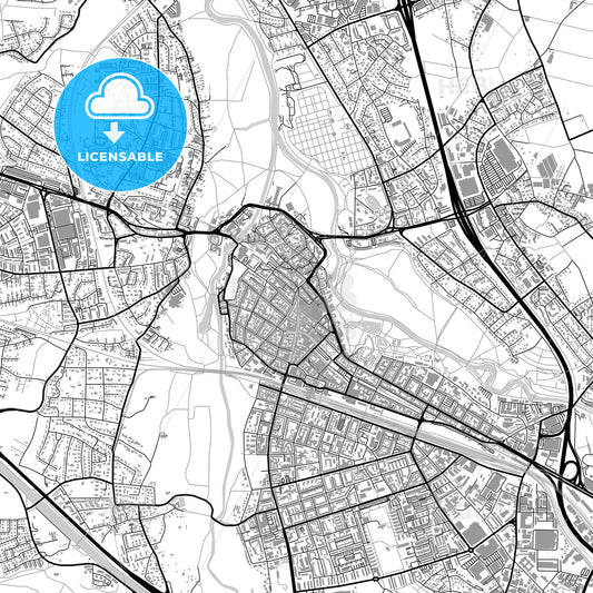 Fürth, Germany, vector map with buildings